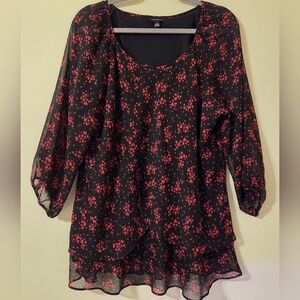 Layered Heart Shirt with 3/4 Sleeves